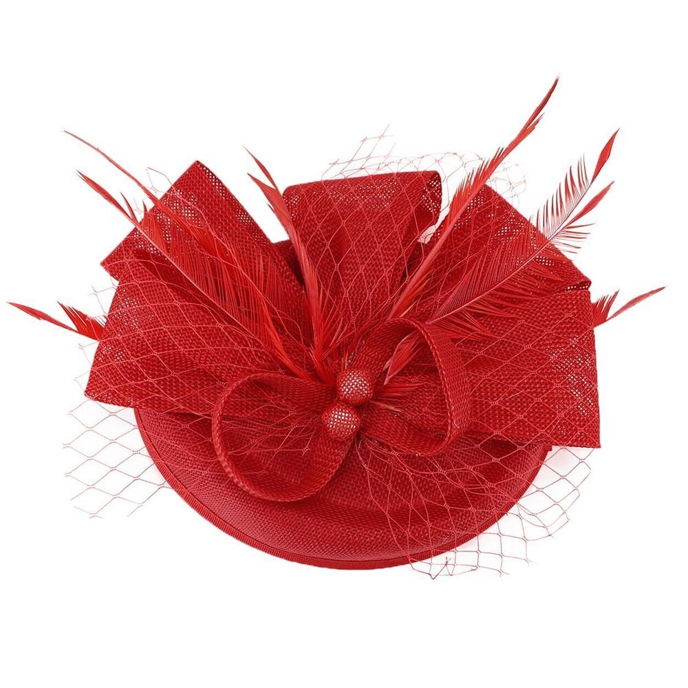 1825 Fascinators Pillbox Hat Sinamay Feather Flower Derby Ball Wedding - Picture 2 of 3